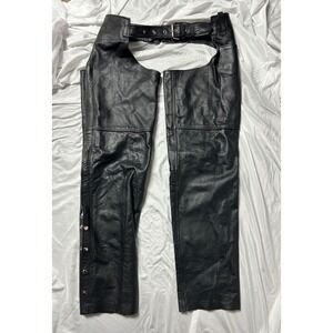 UNIK Leather Apparel Black Leather Motorcycle Chaps Biker Pants XXL Adjustable